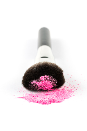 Pink Powder Eyeshadow on a Brush, fashion beauty  tool blusherの写真素材