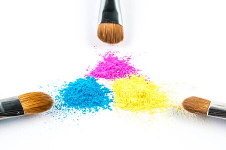 Multi Colored Powder Eyeshadow with Brush, fashion beauty  tool blusherの写真素材