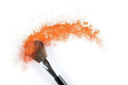 orange Powder Eyeshadow on a Brush, fashion beauty  tool blusherの写真素材