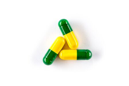 Capsule in Triangle Shape Warning Sign, drug Safety medicationの写真素材
