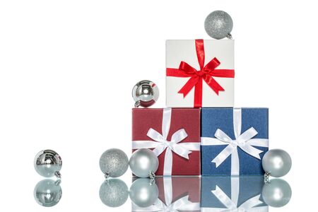 luxury color gift box with  christmas decoration, saleの写真素材