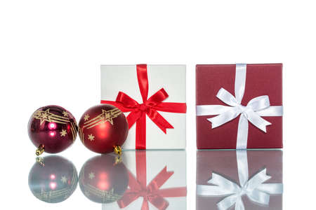 luxury color gift box with  christmas decoration, saleの写真素材