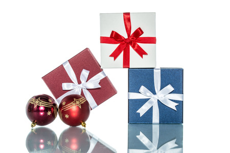 luxury color gift box with  christmas decoration, saleの写真素材