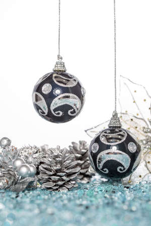 Luxury Christmas ball and flower with Pine Cone, hanging Decorationの写真素材