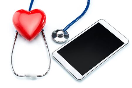 Cardiologist, stethoscope ,heart shape and Digital Tabletの写真素材
