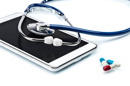 Medical Research,digital tablet and stethoscope, doctor workplaceの写真素材