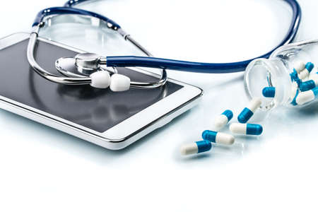 Medical Research,digital tablet and stethoscope, doctor workplaceの写真素材