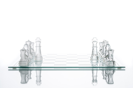 business Competition strategy, transparent glass Chess group, Teamwork, Planningの写真素材