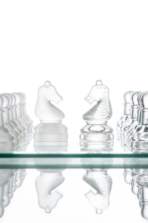 two chess horses, business  face to face war confrontationの写真素材
