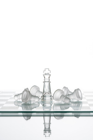 Chess King winning Pawns, Leadership Strategy Winning Organization Teamworkの写真素材