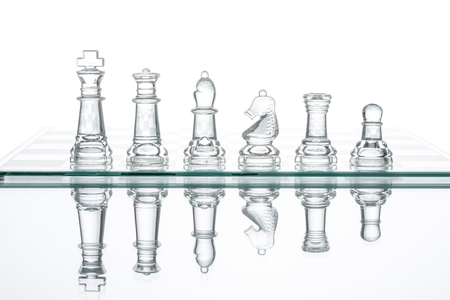 group transparent glass Chess, Reflection Studio Shot War, business Competitionの写真素材