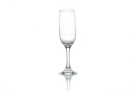 empty champagne glass on white backgroundの写真素材