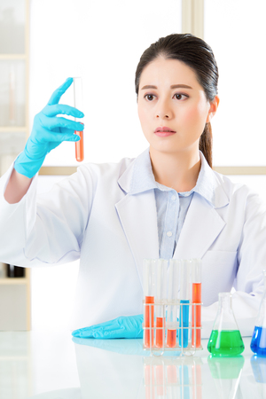 Asian female forensic scientist doing research and development  in laboratoryの写真素材