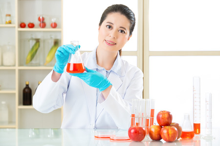scientist research and develop healthy genetic modification food in laboratoryの写真素材