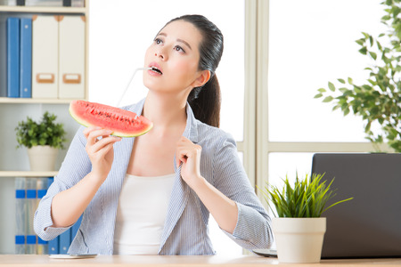 south east asia is really hot everybody eating sweet watermelon for hot summerの写真素材