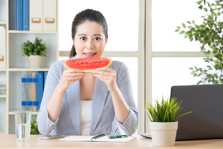 try it you will know what is best for summer fruit watermelonの写真素材