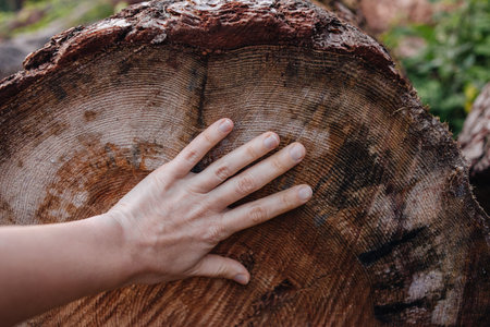 The problem of deforestation. Cutting down trees, cutting down trees