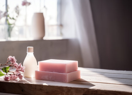 Organic handmade soap at home with beautiful lightの素材