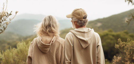 Husband and wife of retirement age enjoy nature and carefree old ageの素材