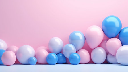 pink and blue balloons for gender party, parents-to-be and gender of the babyの素材