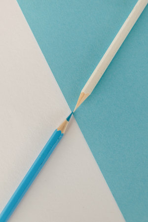 Colored background with colored pencils with space for textの写真素材