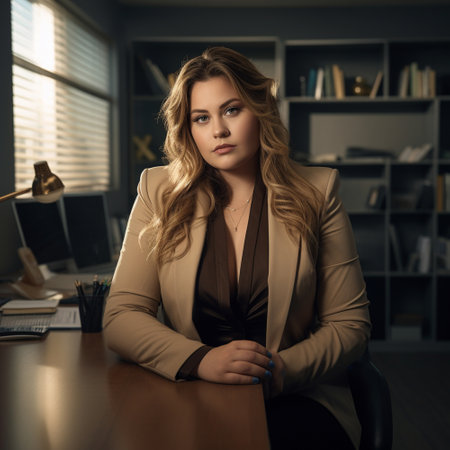 a plus-size businesswoman in a blazer working as a managerの素材