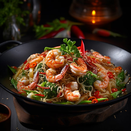 Premium pad thai cuisine on a plateの素材