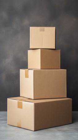 Move concept. Cardboard boxes and cleaning things for moving into a new home. Cardboard boxe backgroundの写真素材