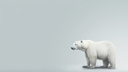 Polar bear peeking over pastel bright background. advertisement, banner, card. copy text spaceの素材