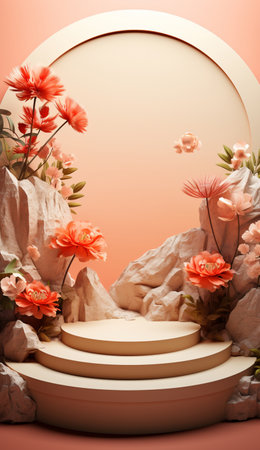 stage background, decorative frame, advertising template, cosmetics advertising pedestalの素材