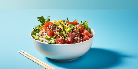 Photo of ahi tuna poke bowls, a traditional Hawaiian foodの素材