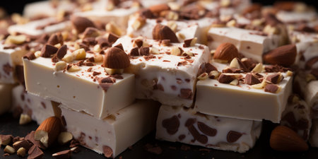 Nutty and sweet torrone nougat, made with almond and honeyの素材