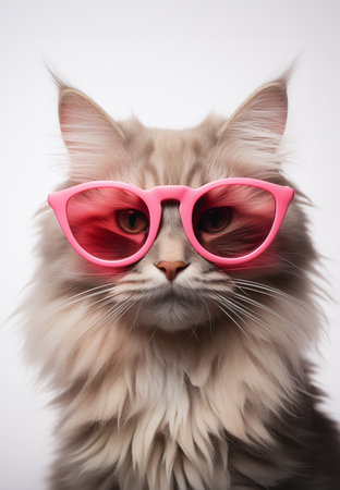 Cool brutal cat with glasses. Fluffy and cute catの素材