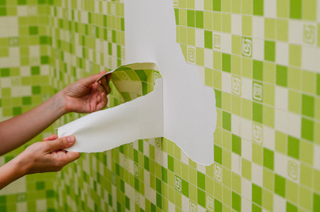 wallpaper remove from wall. Renovation at flat by yourself