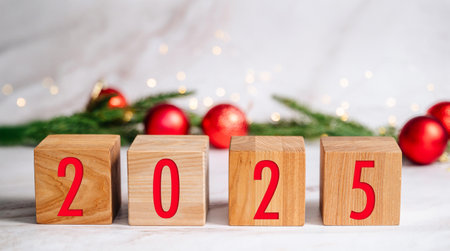 Happy New Year 2025 Greeting Card Design Template. End of 2024 and Beginning of 2025.
