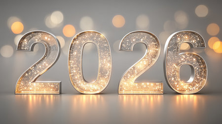 Numbers 2026 minimalistic New Year background.の素材