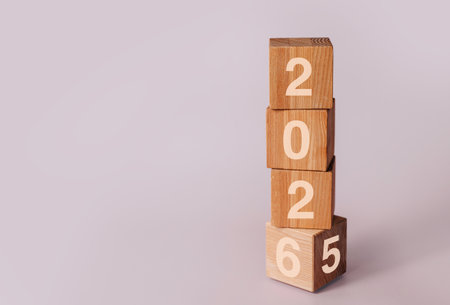 Transition from 2025 to 2026, new year change and time concept, copy space.の写真素材