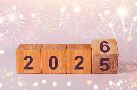 Transition from 2025 to 2026, minimal new year background with copy space for text.