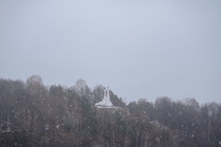 snowy city view. High quality photoの写真素材