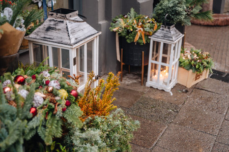 Christmas Market in Europe in Vilnius Old Town, Lithuania. High quality photoの写真素材