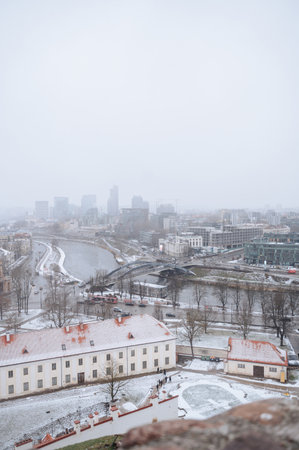 Vilnius, architecture Snowy city Cityscape view. High quality photoの写真素材