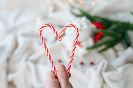 New Year's candy cane red and white. High quality photo
