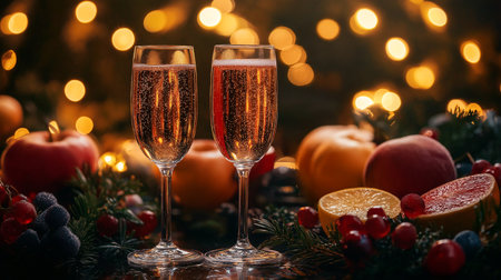 A Festive Dining Table Adorned with Silverware and Candles. Elegant Christmas Dinner Setting.の素材