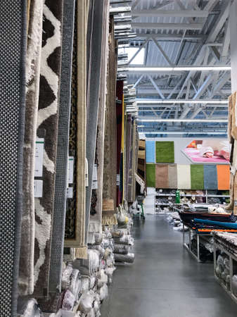 07.2019, Moscow: a department with carpets in the hypermarket Leroy Merlenのeditorial素材