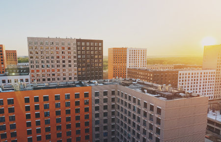 facades of modern multi-apartment high-rise buildings,の写真素材