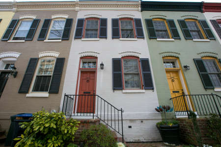 Spring, 2016 - Washington DC, USA - Residential Real Estate. Cozy beautiful townhouses in the center...