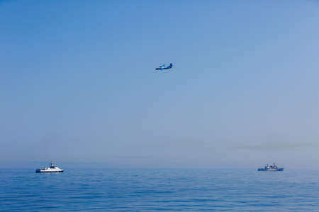 Summer, 2016 - Vladivostok, Russia - International naval military exercises. Coast guard ships from different countries participate in exercises at sea.のeditorial素材