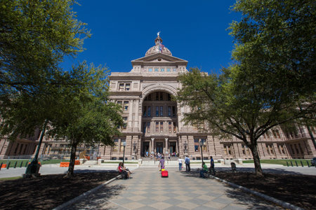 Spring, 2016 - Austin, Texas, USA - Texas State Capitol Building. The circular domed congressional corridors of Texas.のeditorial素材