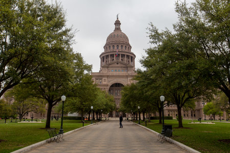 Spring, 2016 - Austin, Texas, USA - Texas State Capitol Building. The circular domed congressional corridors of Texas.のeditorial素材