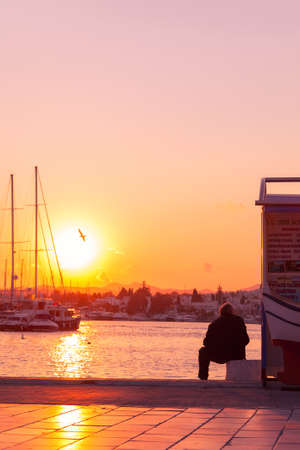 Bodrum marina at sunset Turkeyの写真素材